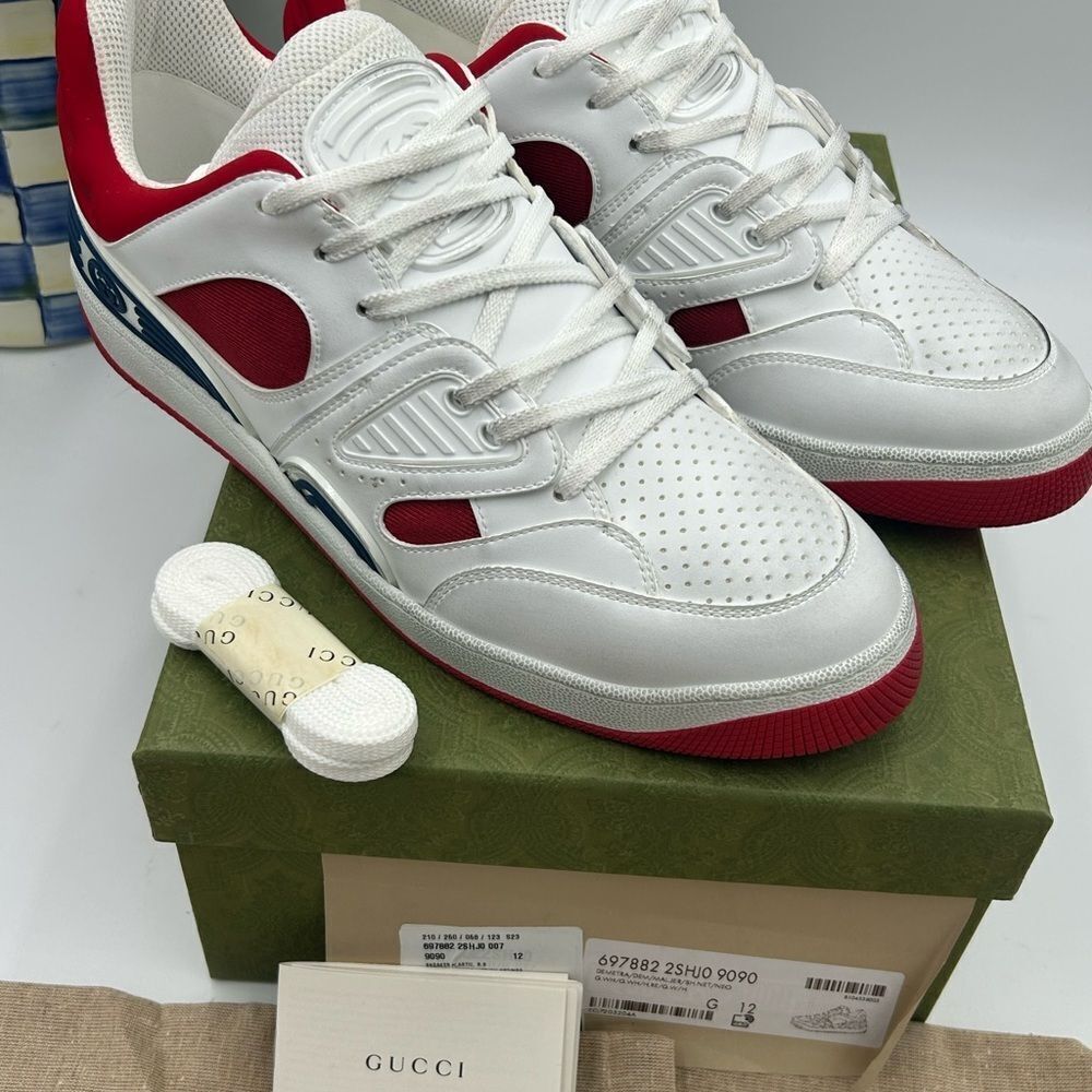 Men’s Gucci, leather low top basket sneakers size 12 made in Italy - Picture 3 of 10